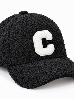 Black & White Shearling-Style Cap Like New